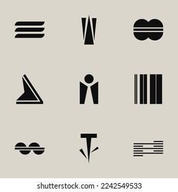 Set of simple logos. Unusual figures. Vector illustration