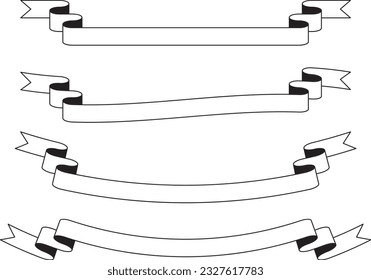 A set of simple and long monochrome title ribbons (white).