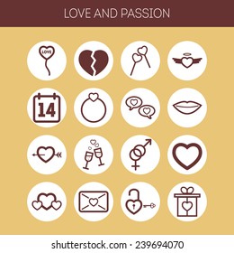 Set of simple lovely icons for St. Valentine's Day