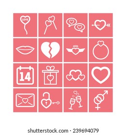 Set of simple lovely icons for St. Valentine's Day