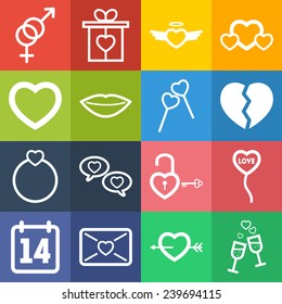 Set of simple lovely icons for St. Valentine's Day