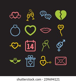 Set of simple lovely icons for St. Valentine's Day