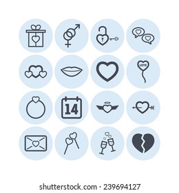 Set of simple lovely icons for St. Valentine's Day