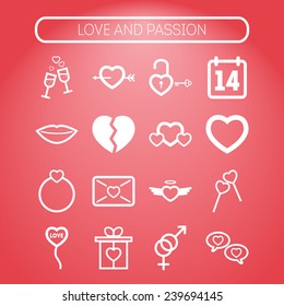 Set of simple lovely icons for St. Valentine's Day