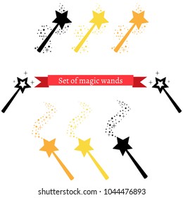 Set of simple magic wands. Vector illustration, EPS 10