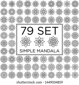 Set Of Simple Mandala, Collection Of Floral Ornament, Template Of Vector Sign Object Floral Mandala, For Business, Coloring Book, Company, Adult, Meditation, Bundle Of Simple Ornament. 