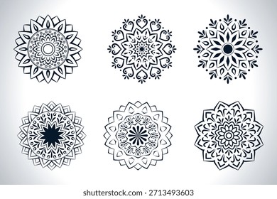 Satz von einfachen Mandala-Emblem mit Blumenmuster orientalisch