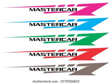 Set of simple MASTER CAR text vector and desai variation lines, vehicle sticker print design.