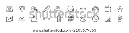 Set of simple measure line icons. Outline stroke object. Linear signs pack. Perfect for web apps and mobile.