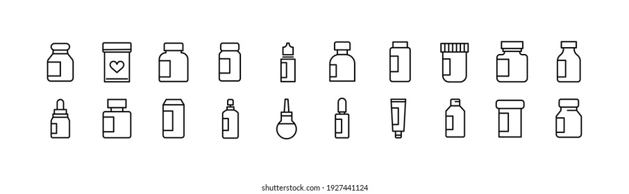 Set of simple medicine line icons. Outline stroke object. Linear signs pack. Perfect for web apps and mobile.