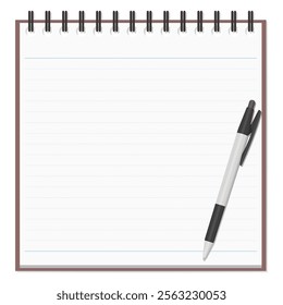A Set of Simple Memo Pad and Ballpoint Pen, Spiral Notebook