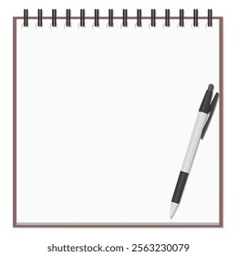 A Set of Simple Memo Pad and Ballpoint Pen, Spiral Notebook