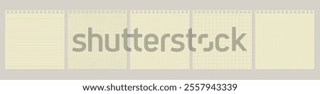 A set of simple memo paper, lined, ruled, grid, plain, Hole-punched memo paper