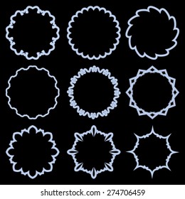 Set of simple metallic circle frames in plastic silver design. Own text can be added