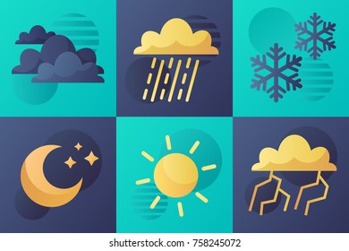 set of simple meteorological icons. vector illustration.