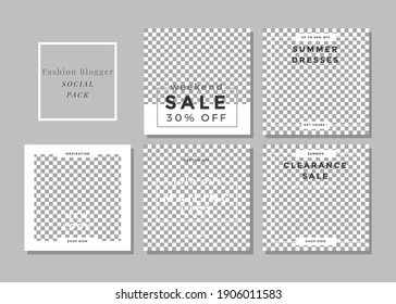 Conjunto de plantillas de banners simples y mínimos para los medios sociales. Tema de moda.