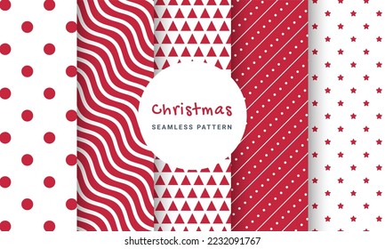 Set of simple and minimal Christmas seamless pattern texture for wallpaper, background, wrapping paper and etc. Flat style. 