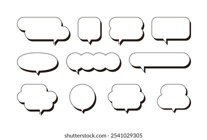 A set of simple and minimal empty speech bubble, speech, speak, chat, talk frames illustrations.