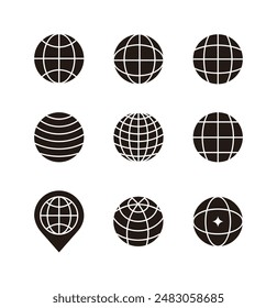 Set von einfachen und minimalen Linie-Icons der globalen und Welt, Erde, Reisen Konzepte.