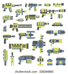set of simple minimal sci-fi guns for use in design