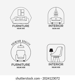 Set of simple minimalist line art furniture interior logo design idea with flat for company, store, online shop. vector EPS 10
