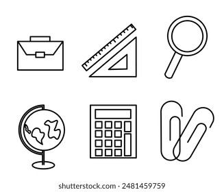 A set of simple minimalist office tools icon for businesses purpose. Icon. Industrial. 