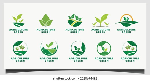 set simple modern Agriculture logo design vector