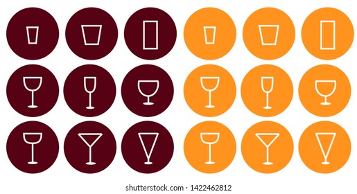 Set of simple modern glass linear icons. Vector illustration