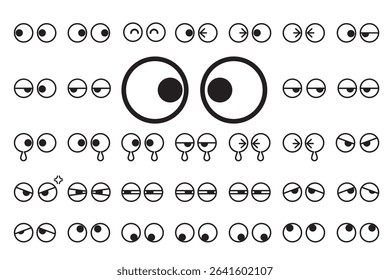 Set of simple monochrome icons of eyes seen from the front