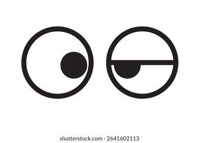 Set of simple monochrome icons of eyes seen from the front