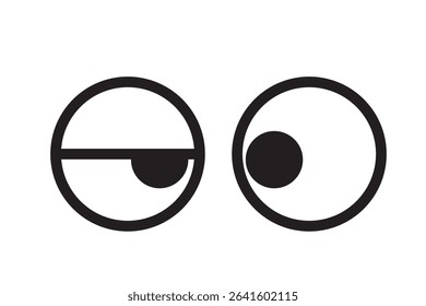 Set of simple monochrome icons of eyes seen from the front