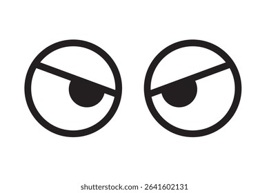 Set of simple monochrome icons of eyes seen from the front
