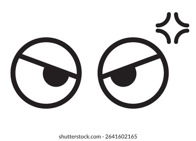 Set of simple monochrome icons of eyes seen from the front
