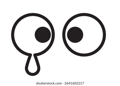 Set of simple monochrome icons of eyes seen from the front