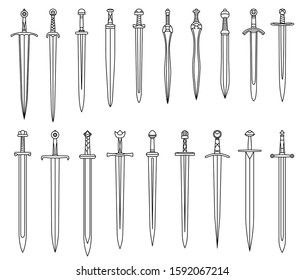 Set Simple Monochrome Vector Images Medieval Stock Vector (Royalty Free ...