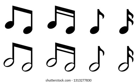 Set of simple music notes icons