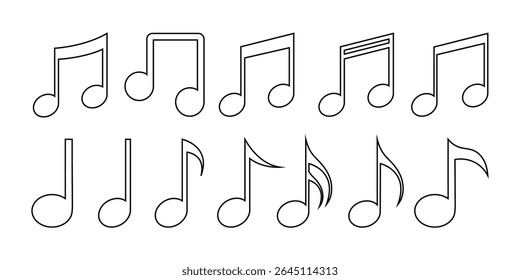 Conjunto De Ícones De Notas De Música Simples. Sinal de Música de Anotação
