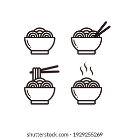 Set of Simple Noodle Icon Illustration Design, Various Noodle Sign Template Vector