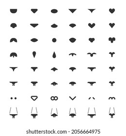 A set of simple noses for cats, dogs or other animals. Mammal body part, an element for your work on cute pets. Isolated vector illustration.