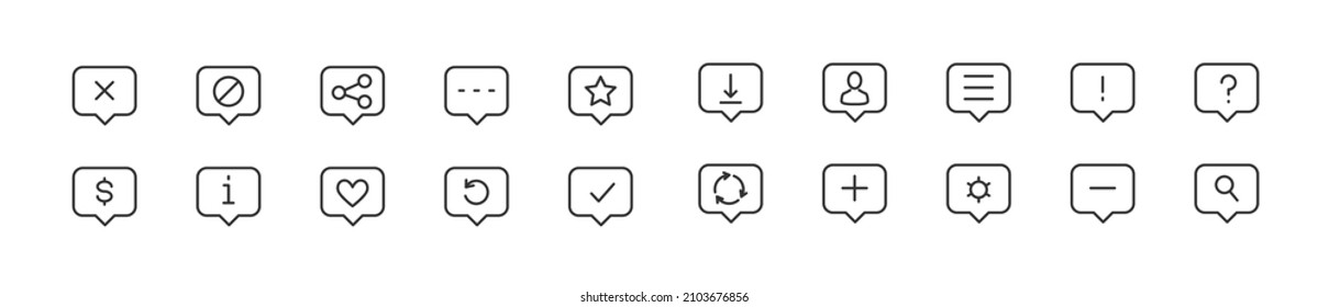 Set of simple notification line icons. Outline stroke object. Linear signs pack. Perfect for web apps and mobile.