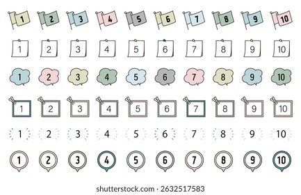Un conjunto de ilustraciones de iconos de números simples.