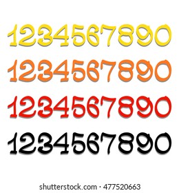 A set of simple numbers on a white background, vector abstract illustration