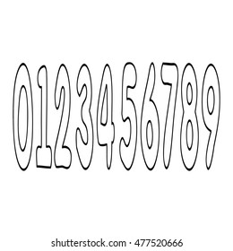 A set of simple numbers on a white background, vector abstract illustration