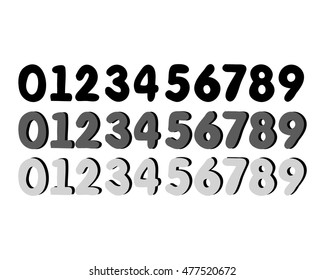 A set of simple numbers on a white background, vector abstract illustration