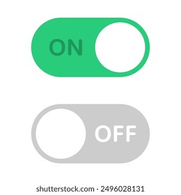 Set of simple on and off switches in different variation. User interfaces buttons. Vector icons in flat style