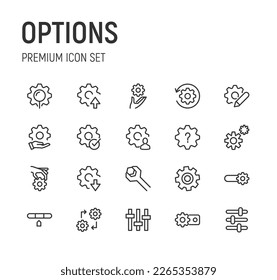 Set of simple options line icons. Outline stroke object. Linear signs pack. Perfect for web apps and mobile.