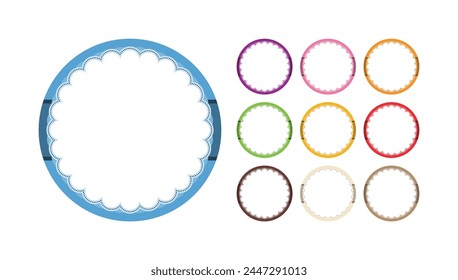 Set Of Simple Ornamental Round Sticker Plain Label Blank Seal Vector Design