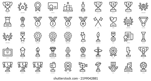 Set of simple outline awards Icons. Thin line art icons pack. Vector illustration