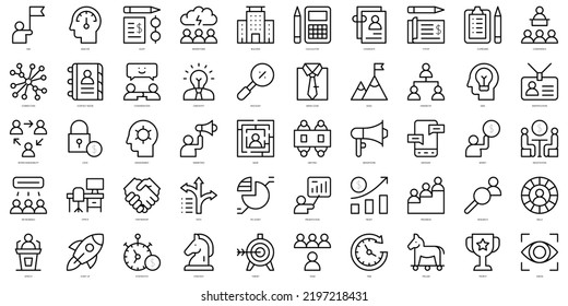 Set Simple Outline Business Administration Icons Stock Vector Royalty Free 2197218431 6216