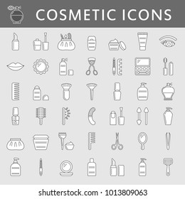 A set of simple outline cosmetic icons with fill, editable stroke